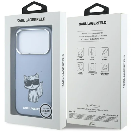 Калъф Karl Lagerfeld IML Choupette Body Sketch Print MagSafe (KLHMP18L6HCIKDB) - iPhone 18 Pro / iPhone 17 Pro - Син