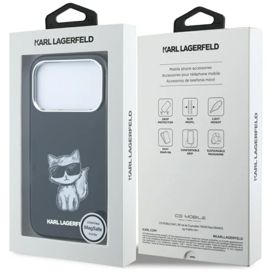 Калъф Karl Lagerfeld IML Choupette Body Sketch Print MagSafe (KLHMP18X6HCIKDK) - iPhone 18 Pro Max / iPhone 17 Pro Max - Черен