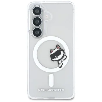 Калъф Karl Lagerfeld IML Choupette Peekaboo Logo MagSafe (KLHMS26S6HCPSCT) - Samsung Galaxy S26 - Бял
