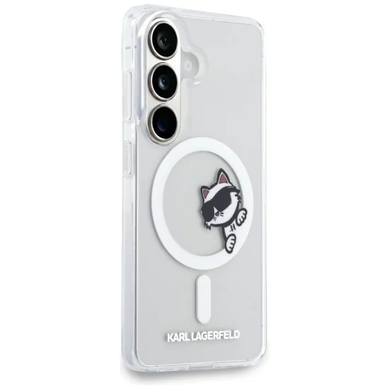 Калъф Karl Lagerfeld IML Choupette Peekaboo Logo MagSafe (KLHMS26S6HCPSCT) - Samsung Galaxy S26 - Бял
