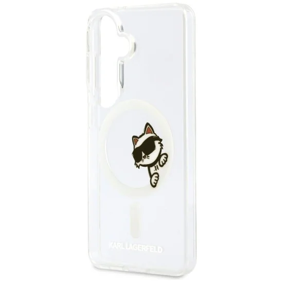 Калъф Karl Lagerfeld IML Choupette Peekaboo Logo MagSafe (KLHMS26S6HCPSCT) - Samsung Galaxy S26 - Бял