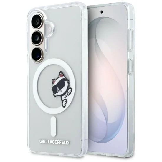 Калъф Karl Lagerfeld IML Choupette Peekaboo Logo MagSafe (KLHMS26S6HCPSCT) - Samsung Galaxy S26 - Бял