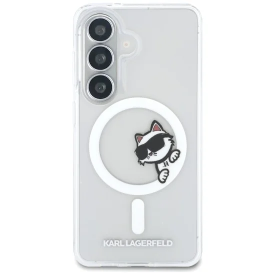Калъф Karl Lagerfeld IML Choupette Peekaboo Logo MagSafe (KLHMS26S6HCPSCT) - Samsung Galaxy S26 - Бял