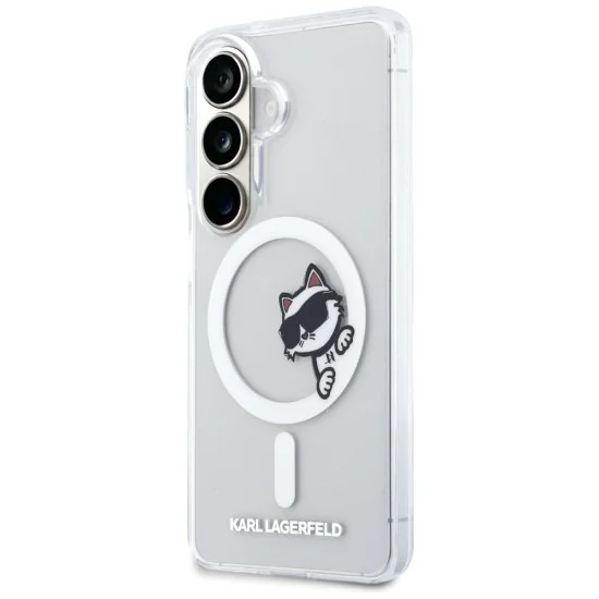 Калъф Karl Lagerfeld IML Choupette Peekaboo Logo MagSafe (KLHMS26S6HCPSCT) - Samsung Galaxy S26 - Бял