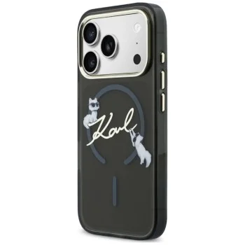 Калъф Karl Lagerfeld - IML Choupette and Karl Script Logo MagSafe (KLHMP18L5HKSCAK) - iPhone 18 Pro / iPhone 17 Pro - Черен