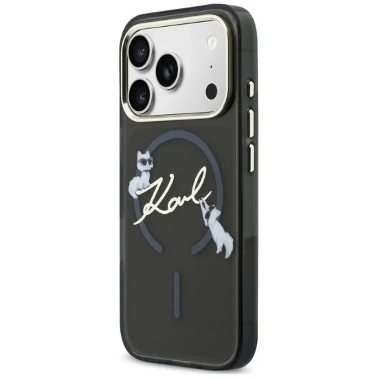 Karl Lagerfeld - IML Choupette and Karl Script Logo MagSafe (KLHMP18L5HKSCAK) - iPhone 18 Pro / iPhone 17 Pro - Black
