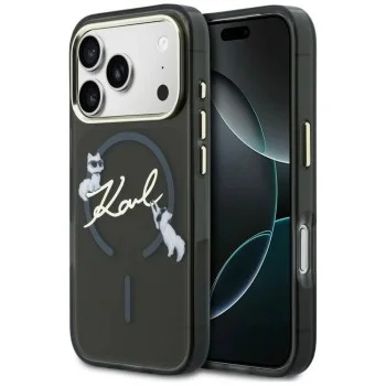 Калъф Karl Lagerfeld - IML Choupette and Karl Script Logo MagSafe (KLHMP18L5HKSCAK) - iPhone 18 Pro / iPhone 17 Pro - Черен