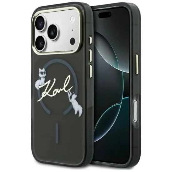 Karl Lagerfeld - IML Choupette and Karl Script Logo MagSafe (KLHMP18L5HKSCAK) - iPhone 18 Pro / iPhone 17 Pro - Black