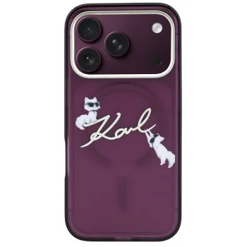 Калъф Karl Lagerfeld - IML Choupette and Karl Script Logo MagSafe (KLHMP18L5HKSCAR) - iPhone 18 Pro / iPhone 17 Pro - Бордо