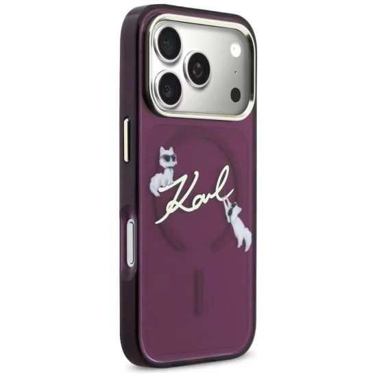 Karl Lagerfeld - IML Choupette and Karl Script Logo MagSafe (KLHMP18L5HKSCAR) - iPhone 18 Pro / iPhone 17 Pro - Burgundy