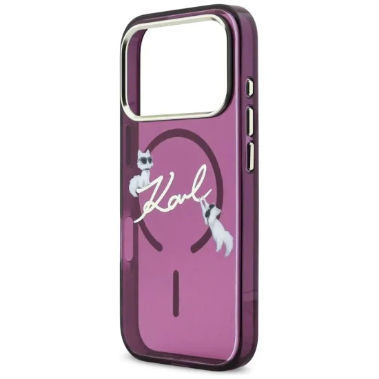 Karl Lagerfeld - IML Choupette and Karl Script Logo MagSafe (KLHMP18L5HKSCAR) - iPhone 18 Pro / iPhone 17 Pro - Burgundy