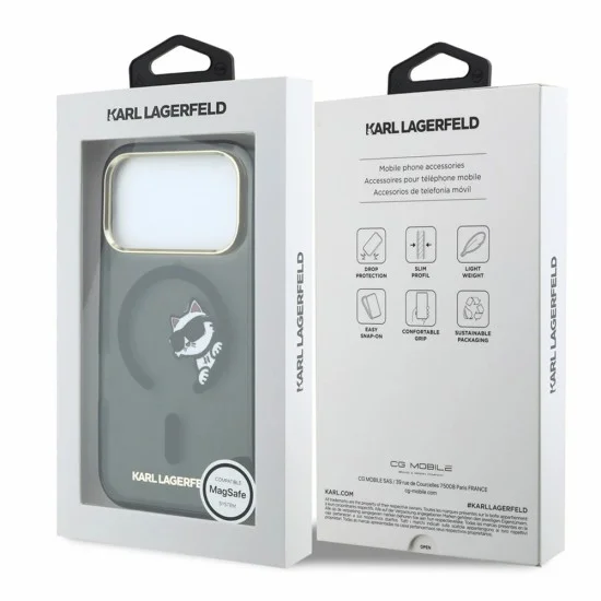Калъф Karl Lagerfeld - IML Peekaboo Print and Metal Frame MagSafe (KLHMP18L6HCPSCK) - iPhone 18 Pro / iPhone 17 Pro - Черен