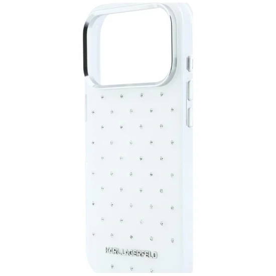 Калъф Karl Lagerfeld IML Rhinestones and Electroplated Logo (KLHCP18L6HCRDKLH) - iPhone 18 Pro / iPhone 17 Pro - Бял