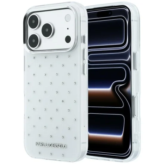 Калъф Karl Lagerfeld IML Rhinestones and Electroplated Logo (KLHCP18L6HCRDKLH) - iPhone 18 Pro / iPhone 17 Pro - Бял