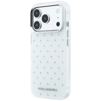 Калъф Karl Lagerfeld IML Rhinestones and Electroplated Logo (KLHCP18X6HCRDKLH) - iPhone 18 Pro Max / iPhone 17 Pro Max - Бял