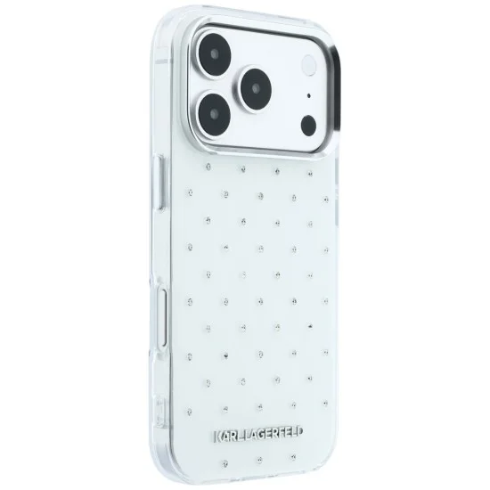 Калъф Karl Lagerfeld IML Rhinestones and Electroplated Logo (KLHCP18X6HCRDKLH) - iPhone 18 Pro Max / iPhone 17 Pro Max - Бял