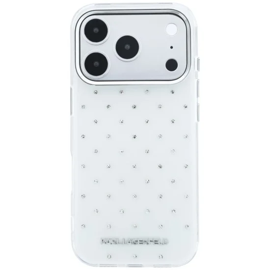 Калъф Karl Lagerfeld IML Rhinestones and Electroplated Logo (KLHCP18X6HCRDKLH) - iPhone 18 Pro Max / iPhone 17 Pro Max - Бял
