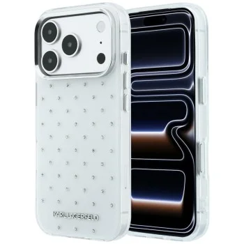 Калъф Karl Lagerfeld IML Rhinestones and Electroplated Logo (KLHCP18X6HCRDKLH) - iPhone 18 Pro Max / iPhone 17 Pro Max - Бял