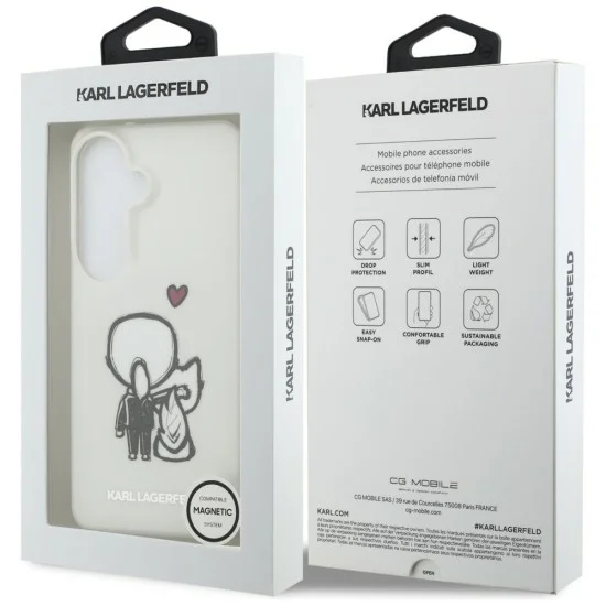 Калъф Karl Lagerfeld IML with K&C Back Logo MagSafe (KLHMS26S6HKCBHH) - Samsung Galaxy S26 - Бял