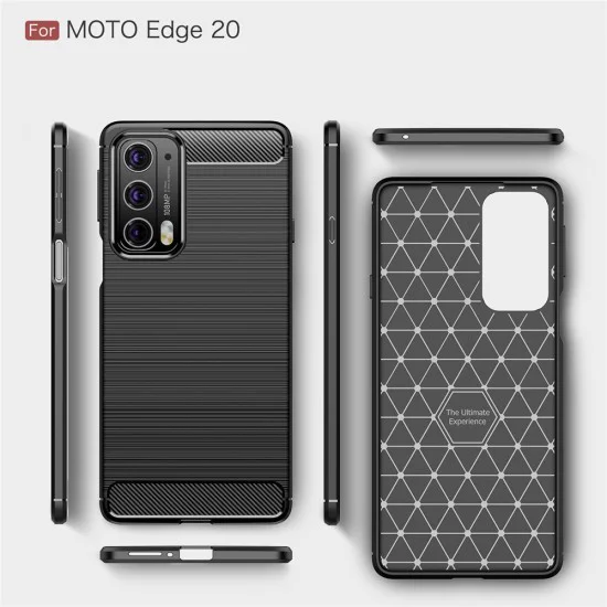 Калъф за Motorola Edge 20 - Carbon Silicone - Черен
