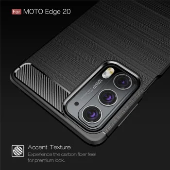 Калъф за Motorola Edge 20 - Carbon Silicone - Черен