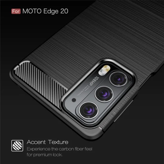 Калъф за Motorola Edge 20 - Carbon Silicone - Черен