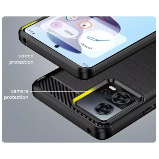 Калъф за Motorola Edge 30 Fusion - Carbon Silicone - Черен