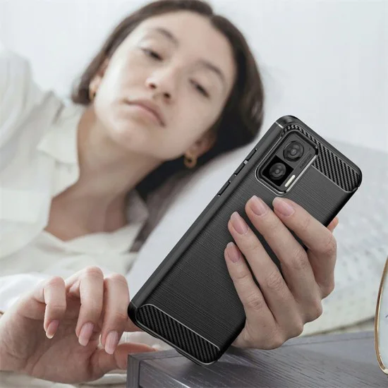 Калъф за Motorola Edge 30 Neo - Carbon Silicone - Черен