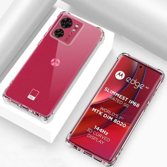 Калъф за Motorola Edge 40 / Edge (2023) - Удароустойчив прозрачен силикон - Прозрачен