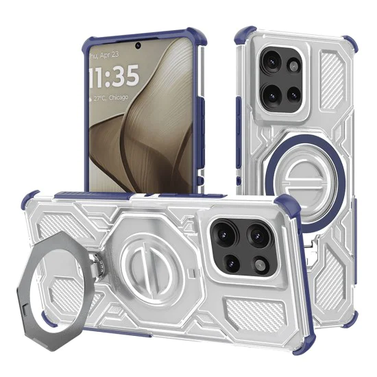 Калъф за Motorola Edge 50 - Carbon Shield PRO - Син прозрачен