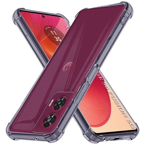 Калъф за Motorola Edge 50 Fusion - Techsuit - Удароустойчив Clear Silicone - Опушено Черен