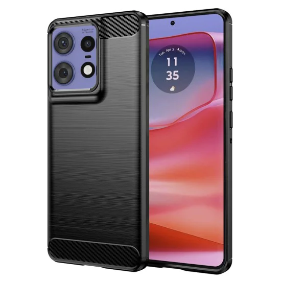 Калъф за Motorola Edge 50 Pro - Carbon Silicone - Черен