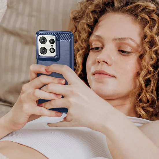 Калъф за Motorola Edge 50 Pro - Carbon Silicone - Черен