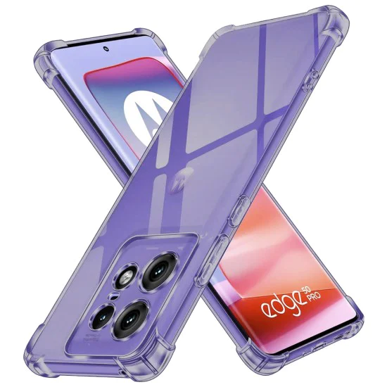 Калъф за Motorola Edge 50 Pro - Techsuit - Удароустойчив Clear Silicone - Опушено Черен