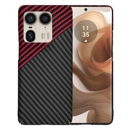 Калъф за Motorola Edge 50 Ultra - Carbonite FiberShell - Red Vortex