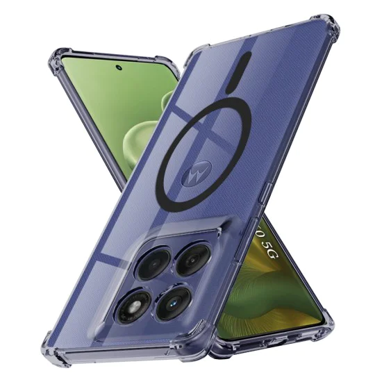 Калъф за Motorola Edge 60 / Edge 60 Fusion - Techsuit - Удароустойчив Clear Silicone MagSafe - Опушено Черен