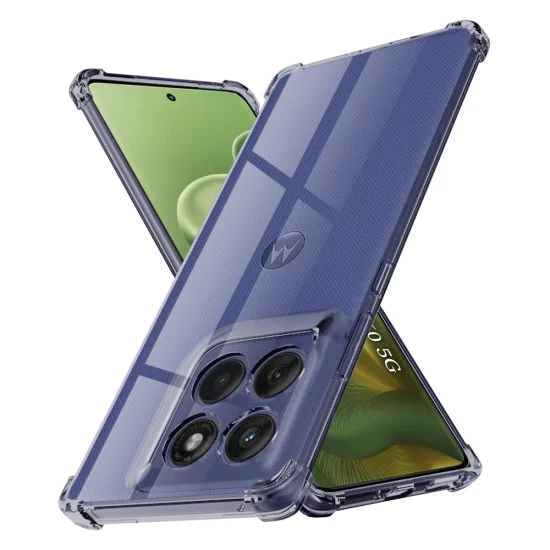 Калъф за Motorola Edge 60 / Edge 60 Fusion - Techsuit - Удароустойчив Clear Silicone - Опушено Черен