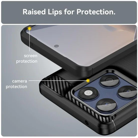 Калъф за Motorola Edge 60 Pro - Techsuit - Carbon Silicone - Черен