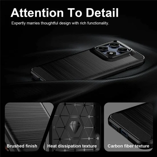 Калъф за Motorola Edge 70 Pro - Carbon Silicone - Techsuit - Черен