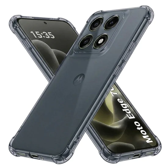 Калъф за Motorola Edge 70 Pro - Shockproof Clear Silicone - Techsuit - Сив (Smoke Black)