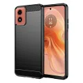 Калъф за Motorola Moto G04 / Moto G04s / Moto G24 / G24 Power / Moto E14 - Carbon Silicone - Черен