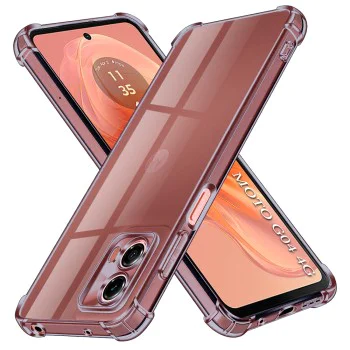 Калъф за Motorola Moto G04 / Moto G04s / Moto G24 / Moto E14 - Techsuit - Удароустойчив Clear Silicone - Опушено Черен