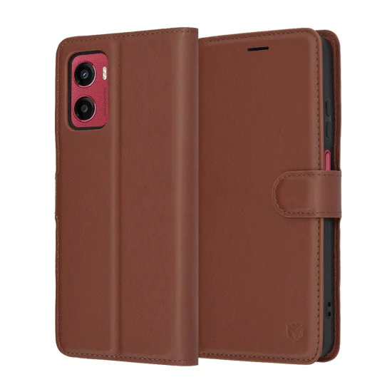 Калъф за Motorola Moto G05 / E15 - Techsuit - Leather Folio - Кафяв