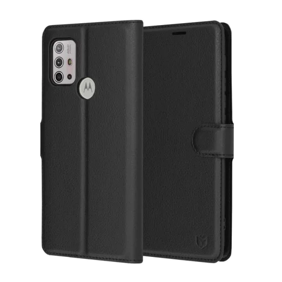 Калъф за Motorola Moto G10 / Moto G20 / Moto G30 - Кожено Протектор - Черен