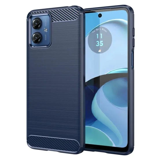 Калъф за Motorola Moto G14 - Carbon Silicone - Blue