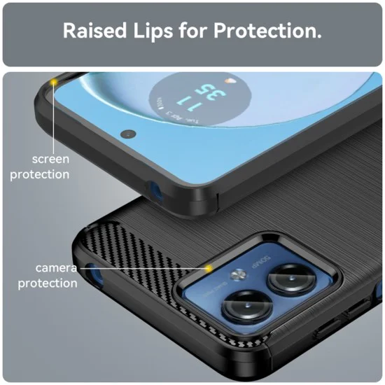 Калъф за Motorola Moto G14 - Carbon Silicone - Черен