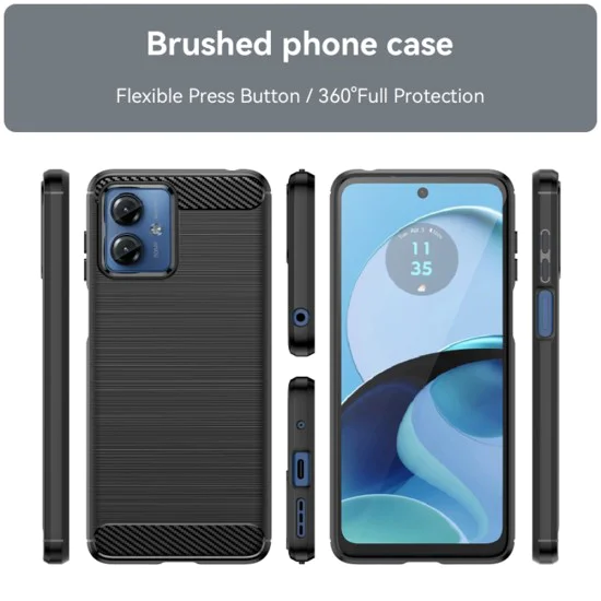 Калъф за Motorola Moto G14 - Carbon Silicone - Черен