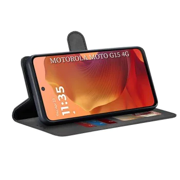Калъф за Motorola Moto G15 / G15 Power - Techsuit - Diary Book - Черен