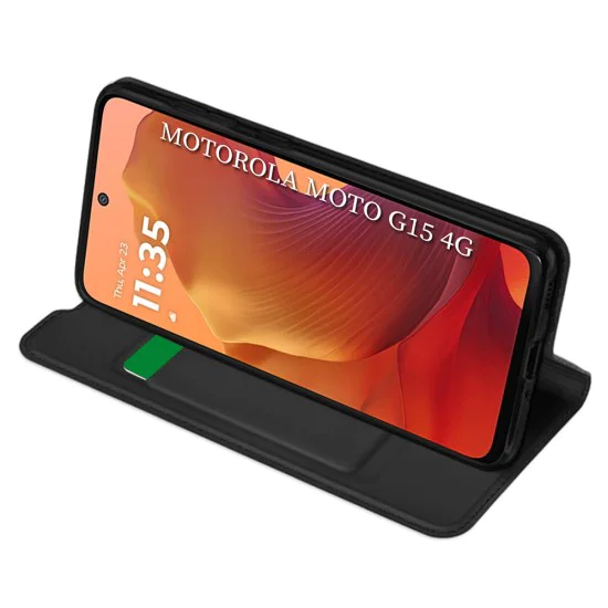 Калъф за Motorola Moto G15 / G15 Power - Techsuit - Magskin Book - Черен