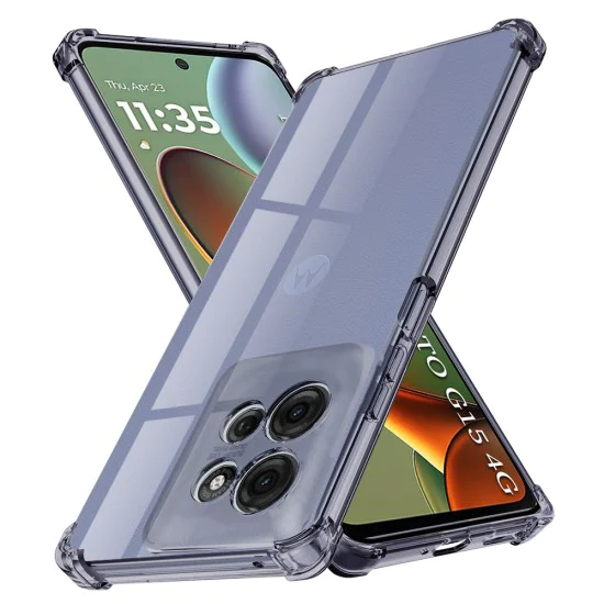 Калъф за Motorola Moto G15 / G15 Power - Techsuit - Удароустойчив Clear Silicone - Опушено Черен
